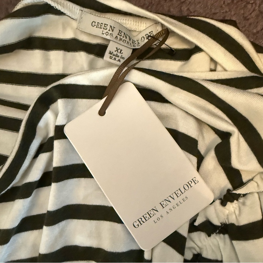 Green Envelope Black and White Striped Tee - Picture 9 of 9
